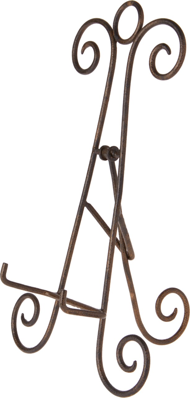 Bard's Scroll Antique Gold-toned Collapsible Easel Stand, 15 H x 9 W x  8.5 D (For 2.75 Deep Plates)